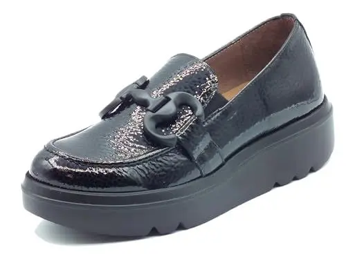 Produktbild: Wonders A-2821 Caribu Mokassins für Damen aus Lackleder mit niedrigem Keilabsatz, Caribu , 37 EU
