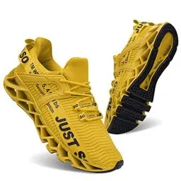Produktbild: Wonesion Herren Fitness Laufschuhe Atmungsaktiv rutschfeste Mode Sneaker Sportschuhe,3 Gelb,39 EU