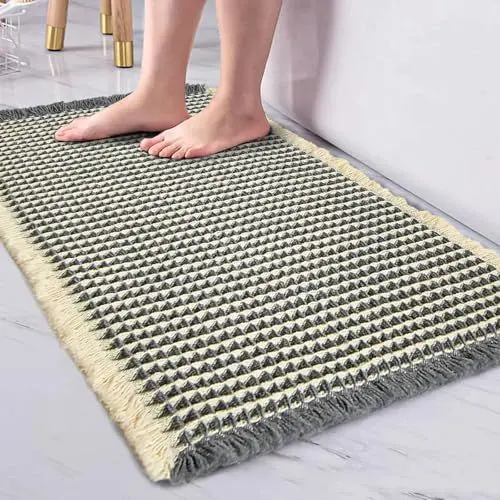 Produktbild: WONGS BEDDING Badematte rutschfest, Badezimmerteppich Groß Waschbar Badteppich, Weich Waffel Badvorleger für Badezimmer (60x40 cm)