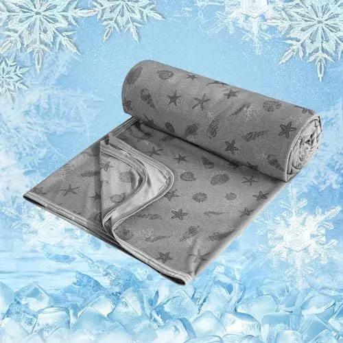 Produktbild: WONGS BEDDING Kühldecke Sommerdecke - mit Japanische Arc-Chill Q-Max 0,43 Kühlfasern, 2 in 1 Selbstkühlende Decke für Menschen zum Reisen Sofa Büro Betten Hause, Grau 150x200 cm