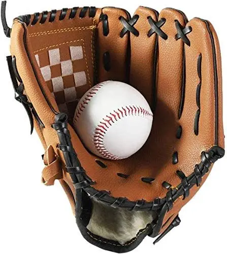 Produktbild: Wonninek Baseball Handschuhe - PU-Leder Handschuhe mit Einem Ball, Erwachsenen Baseball Training Wettbewerb Handschuh Verdicken Dauerhaft Softballhandschuhe für Kinder Erwachsene, 10,5-Zoll