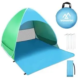 Produktbild: WONSEFOO Strandmuschel UV-Schutz 50+ | 2-3 Personen Strandzelt | Pop-up Wasserdicht tragbar Wurfzelt | Beach Zelt für Familie Camping Garten Strand
