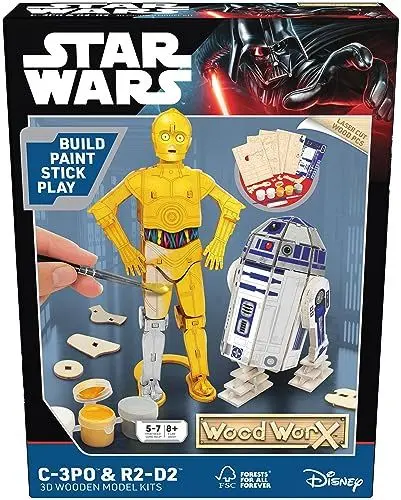 Produktbild: Wood Worx Star Wars C-3PO & R2-D2, DIY-Bastelset ab 5 Jahren, Bastelset aus FSC-zertifiziertem Holz für Kinder