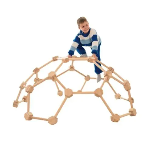 Produktbild: WoodandHearts Spinnen-Montessori-Spielhalle, handgefertigte Möbel für Kleinkinder, Kletterhalle, Massivholzspielzeug in verschiedenen Größen (Naturholz) (M)