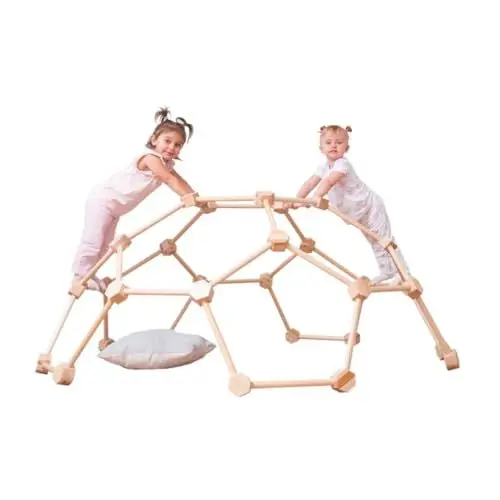 Produktbild: WoodandHearts Spinnen-Montessori-Spielhalle, handgefertigte Möbel für Kleinkinder, Kletterhalle, Massivholzspielzeug in verschiedenen Größen (Naturholz) (XL)
