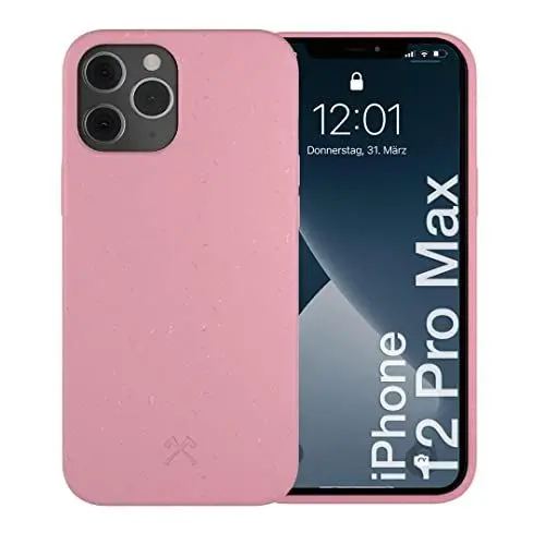 Produktbild: Woodcessories - Antibakterielle Bio Hülle kompatibel mit iPhone 12 Pro Max Hülle pink - Plastikfrei, nachhaltig aus pflanzlichen Materialien