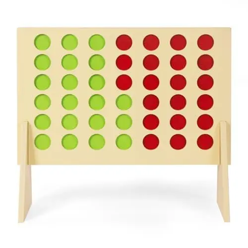 Produktbild: WoodenFun 4 Gewinnt Reisespiel Brettspiel für Kinder Holz 4 in Einer Reihe Spiel Strategie Spiel Kinder Puzzle Spielzeug Geschenk 45x40 cm ab 3+