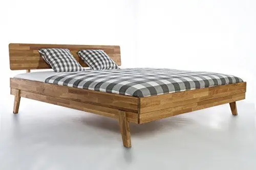 Produktbild: WOODLIVE DESIGN BY NATURE Massivholz-Bett Livia 160 x 200 cm aus Wildeiche, Einzelbett, Doppelbett inkl. Rückenlehne