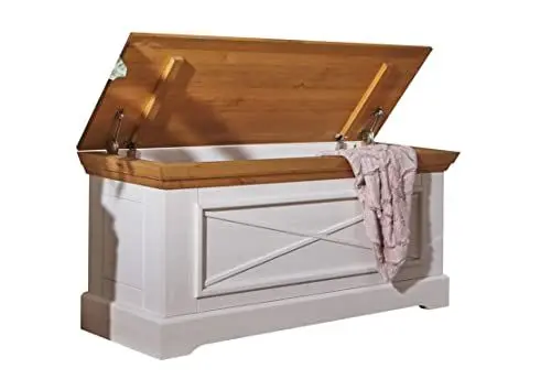 Produktbild: Woodroom Truhe Oslo in Kiefer massiv (BxHxT 109x50x42 cm) Weiß