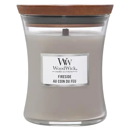 Produktbild: WoodWick Duftkerze mit knisterndem Docht, Mini-Sanduhr-Kerze Fireside, bis zu 20 Stunden Brennzeit, Perfekte Geschenke für Frauen