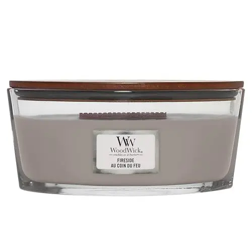 Produktbild: WoodWick Ellipsenförmige Duftkerze mit knisterndem Docht, Fireside, bis zu 50 Stunden Brenndauer, Large, Ellipse