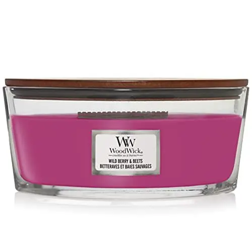 Produktbild: WoodWick ellipsenförmige Duftkerze mit knisterndem Docht | Wild Berry & Beets | Brenndauer bis zu 50 Stunden