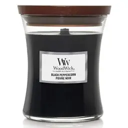 Produktbild: WoodWick mittelgroße Duftkerze im Sanduhrglas mit knisterndem Docht | Black Peppercorn | Brenndauer bis zu 60 Stunden, Medium
