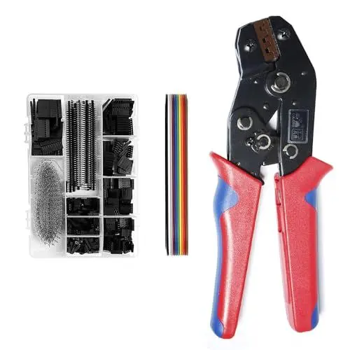 Produktbild: WOOLUCK® Crimpwerkzeug-Set,Crimpzange Dupont Stecker Set mit 1550 Stück 2,54mm Steckverbinder und 460 Stück JST-XH Crimpkontakten und Buchsengehäuse für AWG 24–16 (0,25–1 mm²)
