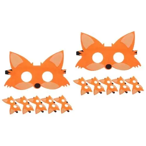 Produktbild: WOONEKY Fuchs Maske 10 Stk Fuchsmaske Für Kinder Masken-cosplay Fuchs-cosplay-maske Halloween Maskentier Tiermasken-set Tiermasken Aus Filz Fuchs-party-dekorationen Tiermaske Für Party Gefühlt Orange
