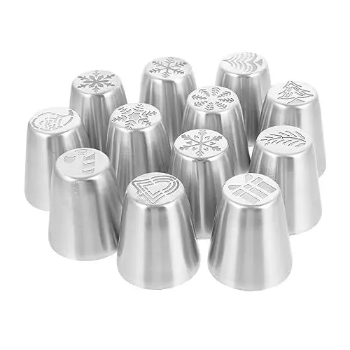 Produktbild: WOONEKY 12pcs Weihnachten Thema Kuchen Düsen Edelstahl Set Einfach Verwenden Lagerung Design