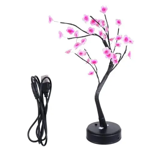 Produktbild: WOONEKY 1Stk Nachtlicht beleuchteter Birkenhain Bonsai-Baum Licht nachtlampe kinder night light for Pflaumenbaum leuchtet Nachttischlampe Perle schmücken aufleuchten Plastik