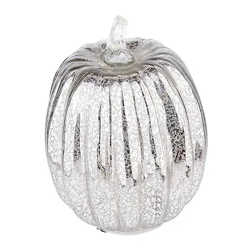 Produktbild: WOONEKY 1stk Kürbislaterne Aus Glas Kürbisschädelkerzen Halloween Kürbis Dekore Kürbis Nachtlicht Wohnkultur Silberne Verzierungen Polsterbesatz Kamindekor Led-lampe Sammlung 3d Draussen