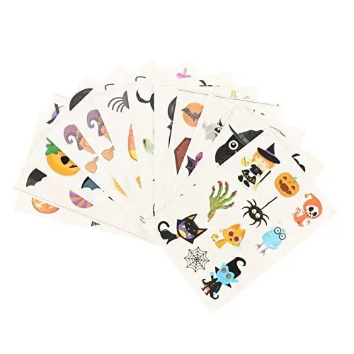 Produktbild: WOONEKY 24 Pack Halloween Glow Temporäre Tattoos Kinder Party Kunst Aufkleber Halloween Spielzeug Mini