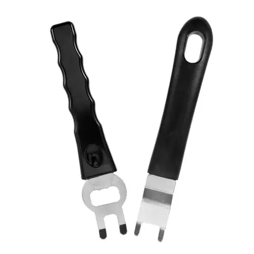 Produktbild: WOONEKY 2-teiliges Grill-werkzeugset Aus Edelstahl Camping-utensilien Tellerheber Holzkohlegabel Backform Zum Kochen Im Freien