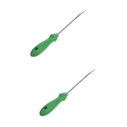 Produktbild: WOONEKY 2St Wurzelpflücker für Gartengeräte Gartenpflege Werkzeug Pflanzwerkzeug Unkrautjätgerät für den Garten Graszieher Pflanzen Löwenzahngras-Ziehwerkzeug Grasziehwerkzeug Eisen