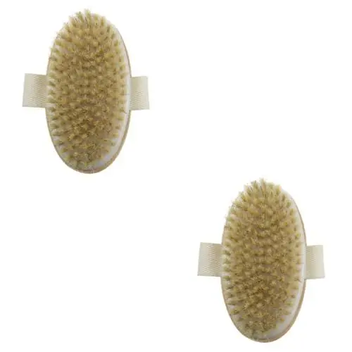 Produktbild: WOONEKY 2stücke Handle Strap Duschbürste Aus Holz Peeling Und Massagebürste Für Hautpflege Um Abgestorbene Haut Zu Entfernen Durchblutung Zu Fördern Für Bad Und Dusche