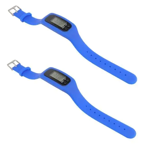 Produktbild: WOONEKY 2Stücke Fitness Armbanduhr mit Schrittzähler und Digitalem LCD Display für Männer und Frauen Sportuhr mit Kalorien und Distanzmessung Blau