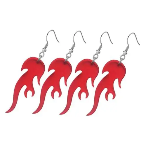 Produktbild: WOONEKY 2 Paare Transparente Feuer Ohrhänger Damen Punk Acryl Flammen Design Leicht und Auffällig für Party Cosplay Halloween Schmuck