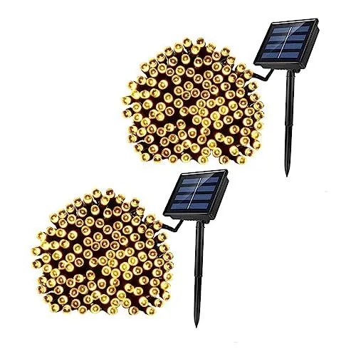 Produktbild: WOONEKY 2er-pack 10 M 100 Garten-lichterketten Solarbetrieben Ip65 Warmweiß Für Außenterrassen