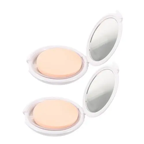Produktbild: WOONEKY 2 Stücke Make-up Container Tragbare Reise Kompakte Foundation Box Leere Kissen Puff
