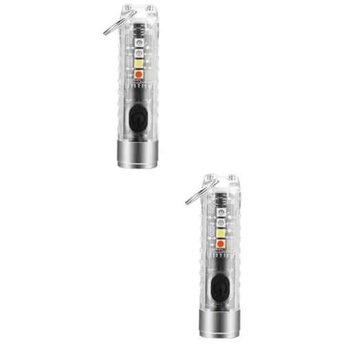 Produktbild: WOONEKY 2stücke Kompakte Mini Taschenlampe Mit Verstellbarem Licht Wiederaufladbar Für Schlüsselanhänger Und Outdoor-aktivitäten Lichtmodi