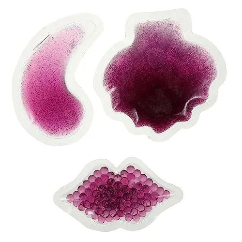 Produktbild: WOONEKY 3 Stück Packungen Beauty-gel-eisbeutel Spa-auge Faltenflecken Auge Zum Schlafen Hautpflege Collagen-gesichtsmaske Pads Augen Gel Augenwärmemaske Augenmaske Zum Schlafen Pvc Violett