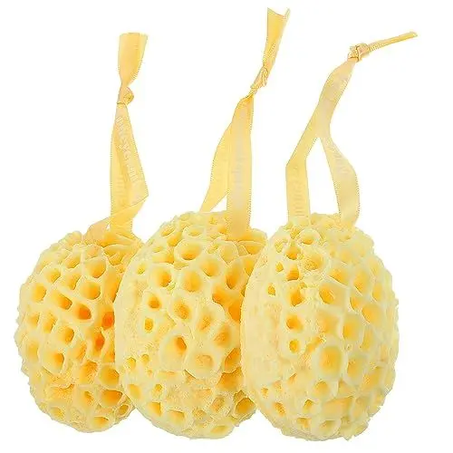 Produktbild: WOONEKY Duschschwamm Mit Wabenmuster 3er-pack Bad Zum Peeling Sanfte Hautreinigung Umhängeband Für Zuhause Und Reisen Zufällige Farbe