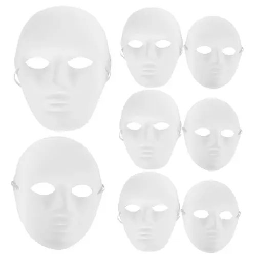 Produktbild: WOONEKY Maskerade Party Maske 4 Stück Weiß Blank Für Halloween Gruseligen Streich