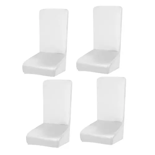 Produktbild: WOONEKY 4 Stücke Weiß Stretch Esszimmerstuhl Pu Leder Sitz Für Esszimmerstühle Moderne Praktische Stuhl Sitze Abdeckung