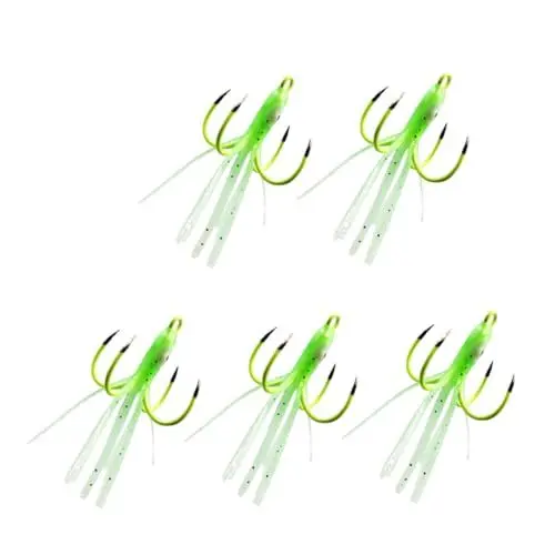 Produktbild: WOONEKY 5 Stück Leuchtende Haken Outdoor Haken Ausrüstung Haken Leuchtende Angelhaken Robuste Köderhaken Leuchtende Angelhaken Kopf Angelhaken