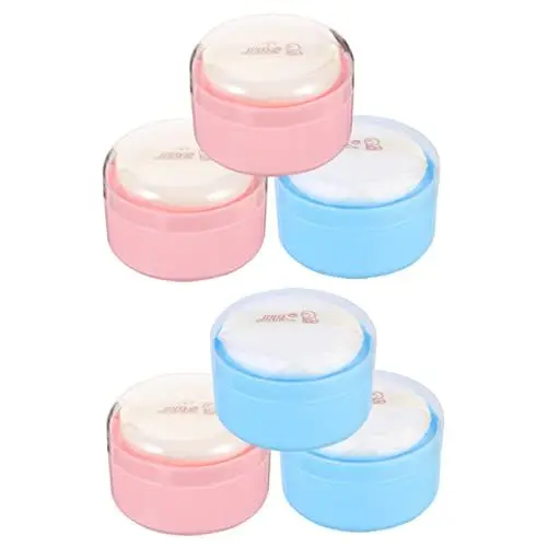 Produktbild: WOONEKY 6Er-Box Box mit Puderquasten für den leerer Make-up-Puderbehälter lose Puderquaste reise babypuder babykopfkissen kopfkissen Körperpuderquaste Puderquaste Plastik