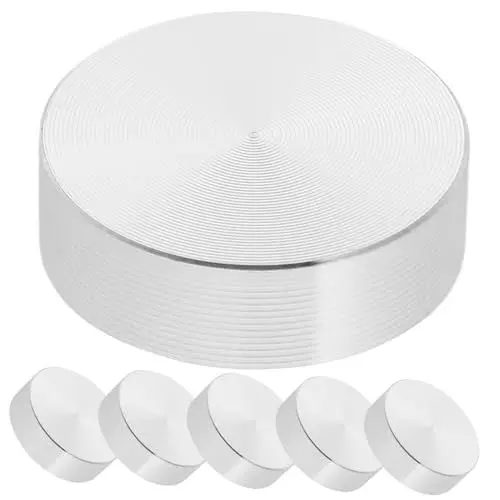 Produktbild: WOONEKY 6 Stück Massive Aluminiumkuchen Aluminiumscheiben Aluminiumlegierungsscheibe Runde Aluminium Kreisscheibe Runde Aluminiumscheibe Glastischplatten Scheibe Glasplatten