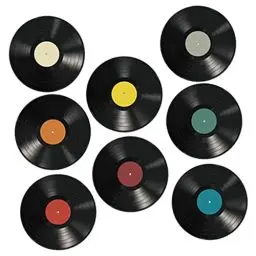 Produktbild: WOONEKY 8 Stücke Vinyl Schallplatte Dekoration Heimdekoration Aufkleber Wanddekoration Schallplattenaufkleber Vinyl-Schallplatten-Wanddekoration PVC bunte Schallplattenaufkleber