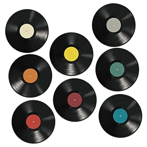 Produktbild: WOONEKY 8 Stücke Vinyl Schallplatte Dekoration Heimdekoration Aufkleber Wanddekoration Schallplattenaufkleber Vinyl-Schallplatten-Wanddekoration PVC bunte Schallplattenaufkleber