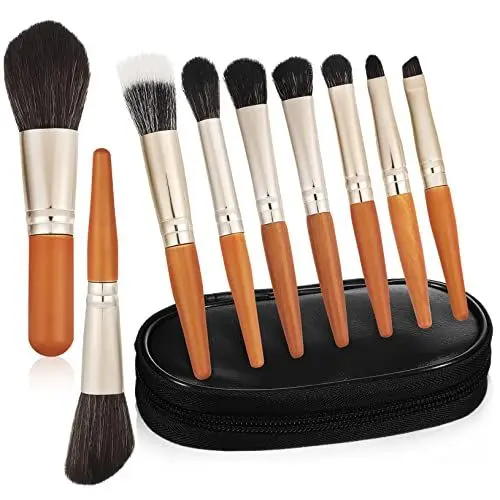 Produktbild: WOONEKY Make-up-pinsel-set 9-teilig Reiseset Mit Foundation-pinsel Rouge Lidschatten Augenbrauenpinsel Zum Auftragen