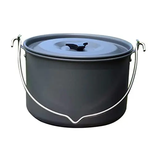 Produktbild: WOONEKY Outdoor Kochtopf Aus Aluminium Leichter Campingtopf Mit Hartanodischer Oberfläche Camping-hängetopf Für Und Kochtopf Für Picknickzubehör Mit Rillengriff Für Ausbalancierung