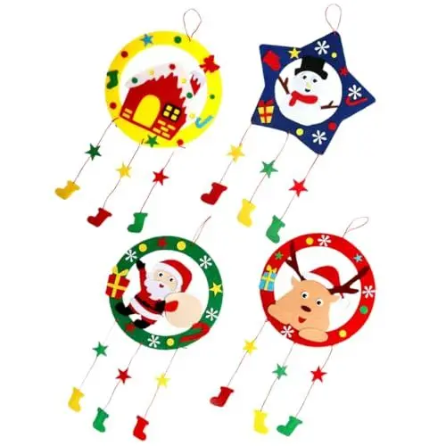 Produktbild: WOONEKY 4sätze Bastelset Für Junge Mädchen Teiliges Aus Vliesstoff Für Weihnachtskranzdekoration Sicheres Bastelmaterial Für Kreative -aktivitäten Für Kindergärten Und