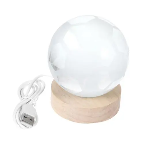 Produktbild: WOONEKY Kugellampe Mit Glas-fußball-design Nachtlicht Mit Led-licht Und Holzsockel Für Kinderzimmer-deko Usb-betrieb Fernbedienbar