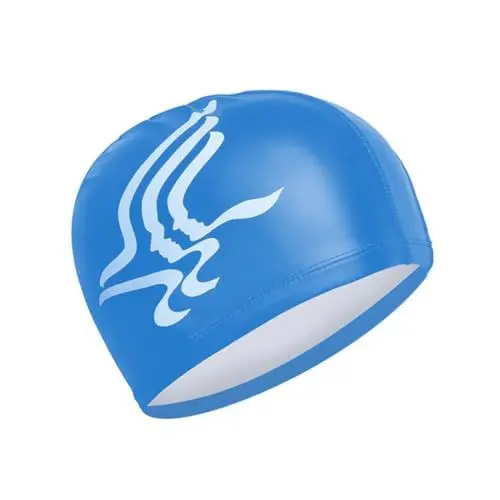 Produktbild: WOONEKY wasserdichte Badekappe für Damen blaues Vogel-Design Sonnenschutz Ohrenschutz leichte elastische Bademütze für Mädchen