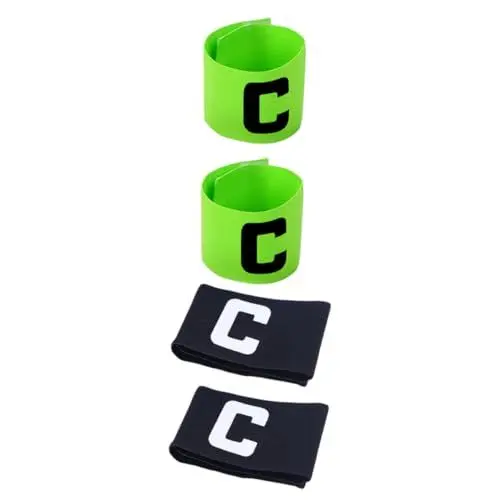 Produktbild: WOONEKY 4stücke Kapitänsbinden Für Fußball Und Basketball Wiederverwendbare Rutschfeste Armbinden Schwarz Und Fluoreszierendem Grün Für Teamaktivitäten Und Sportgeschenke