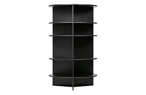 Produktbild: WOOOD Exclusive Trian Tower Rund Bücherschrank Schwarz Ø 100 cm - Vitrinenschrank aus Eschenholz Bücherregal Büroregal 168xØ 100 cm