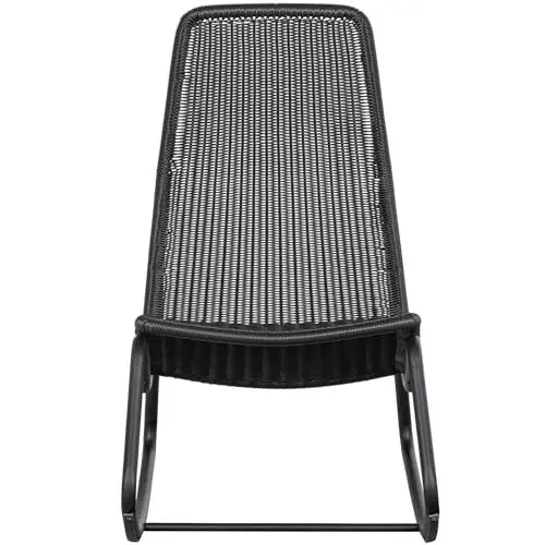 Produktbild: WOOOD Tom Schaukelstuhl Outdoor Schwarz - Schaukelsessel Schwingsessel aus Wasserfestem Rattan Sonnenliege Gartenliege Relaxliege für Garten und Terrasse