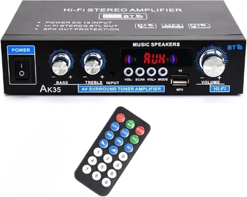 Produktbild: WOOPKER AK35 HiFi-Verstärker, Bluetooth 5.0 Mini Verstärker HiFi Stereo Heimkino Stereo av Receiver Höhen und Bässe mit USB/RCA/MIC/FM