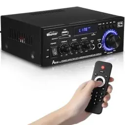 Produktbild: WOOPKER HiFi-Verstärker AK45 Pro Mini Bluetooth 5.0 Stereo Verstärker Amplifier 2 Kanäle Audioverstärker av Receiver Höhen und Bässe mit USB/RCA/MIC/FM Radio